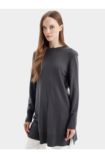 DeFacto Regular Fit Crew Neck Side Slit Longline Tunic