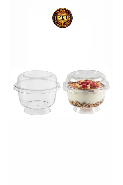 figanlar ambalaj Plastik Kristal Tatlı Kabı - Kapaklı 200cc  10'lu Kullan At ayaklı kase aşurelik tatlı kasesi