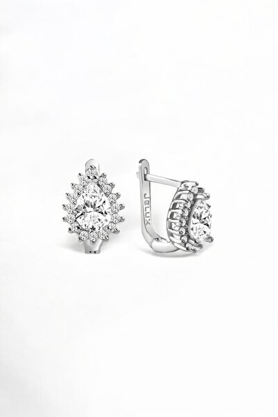 jelux silver Gümüş 925 Ayar Damla Model Anturaj Montür Renkli Küpe