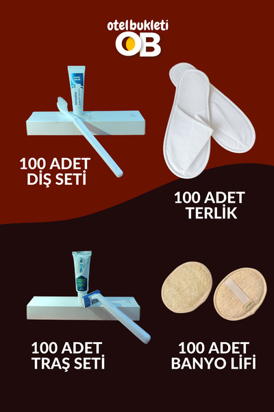 otel bukleti Otel Tipi Seyahat Boy Tıraş Seti + Diş Seti + Terlik + Banyo Lif...