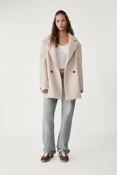 Stradivarius Short faux shearling coat