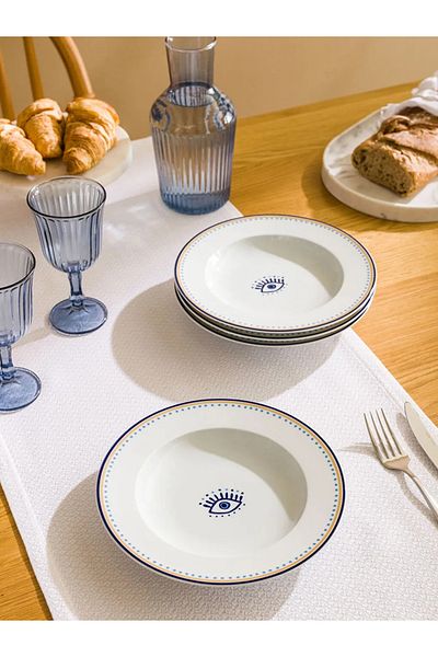 LC Waikiki Lcw Home Mixed Eye Printed Porcelain Pit Plate Set of 4