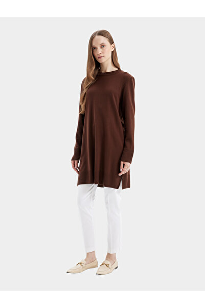 DeFacto Regular Fit Crew Neck Side Slit Longline Tunic