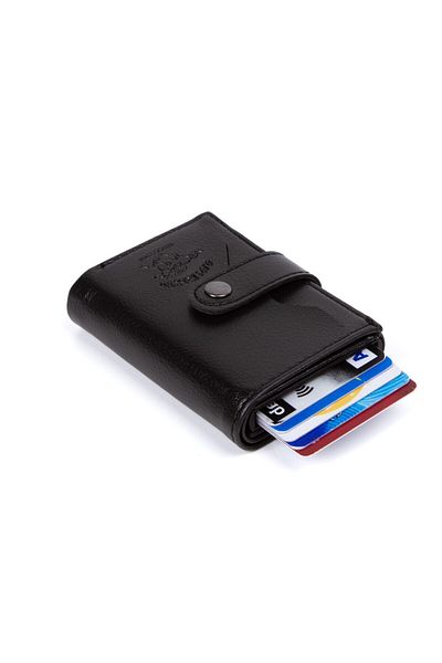 Newish Unisex Black Vegan Leather Card Holder and Wallet with Paper Money Compartment