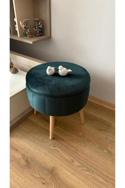 Fahrettin Küçük BERLİN Babyface Zümrüt Yeşili Sandıklı Puf Kedi Yatağı Makyaj Masası Pufu Salon Pufu Orta Sehpa