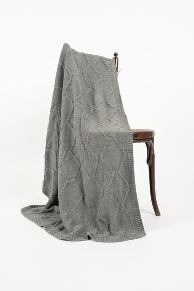 RTD&VLD بطانية أطفال تريكو منقوشة هندسية باللون الرمادي الفاتح