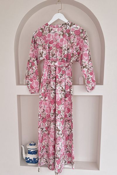 ButikMoor Mo151 Rose Print Pink Dress
