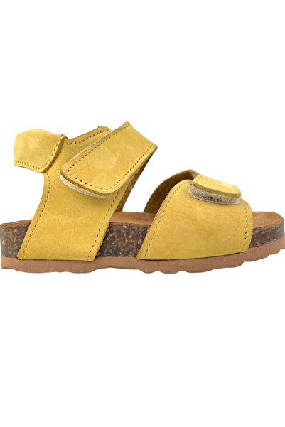 Nubebe Genuine Leather Cork Sole Children's Sandals Yellow