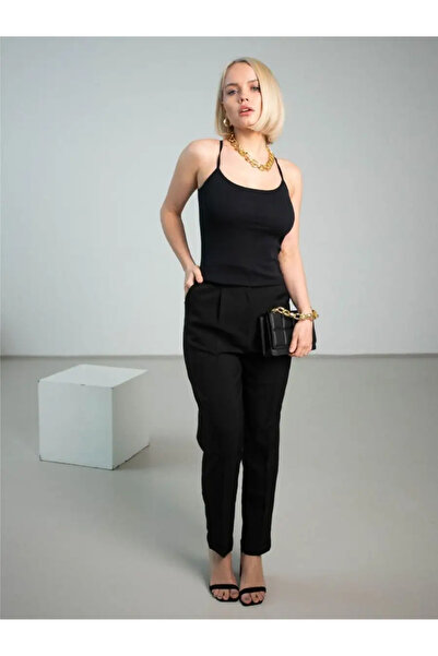 MİSTİRİK Sevrina Black Thin Strap Knitted Seamless Body