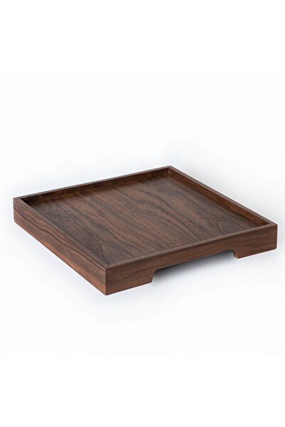 Ananas Edge Kare Sunum Tepsi Ceviz Kare Kahverengi