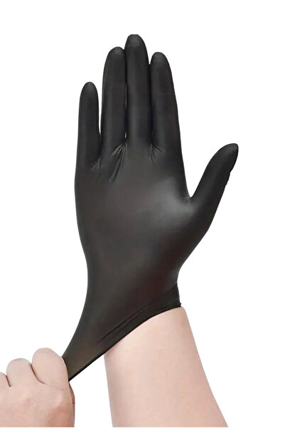 Özkan Ambalaj Temizlik 100 Adet Siyah Small Küçük Boy Nitril Hamburger Restorant Yemek Yeme Çok Amaçlı Eldiven