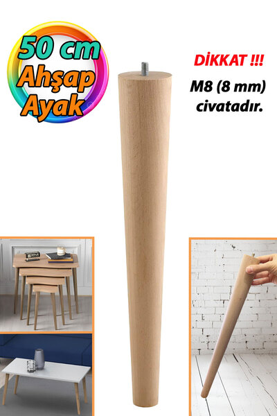 GLASWEN Ahşap Ayak 50 Cm Masa Zigon Sehpa TV Ünitesi Puf Tabure Ayağı Ayaklar...