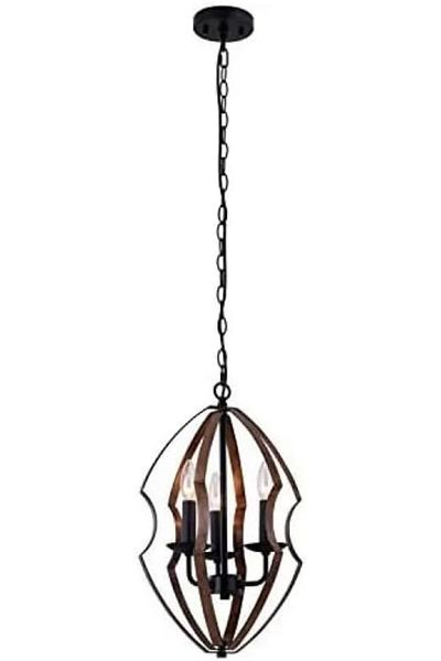 A F N LIGHTING A F N LIGHTINGS Rustic Farmhouse Pendant Light, 3-Light Wood Texture Chandelier