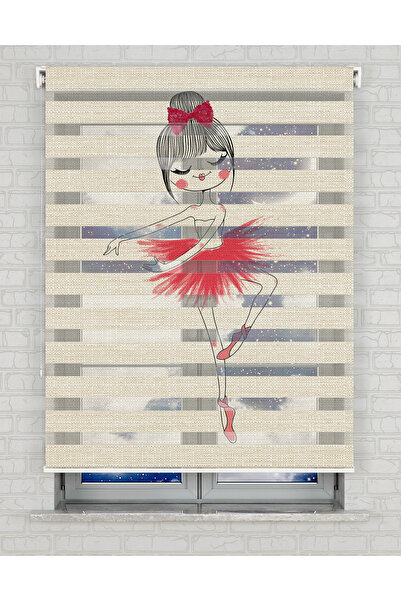 AD Home Κουρτίνα ζέβρας με στάμπα μπαλαρίνας και κουνελιού - Κουρτίνα για κορ...