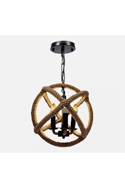A F N LIGHTING A F N LIGHTINGS Rustic Rope Sphere Ceiling Light, Farmhouse Chandelier Pendant Lamp for Kitchen