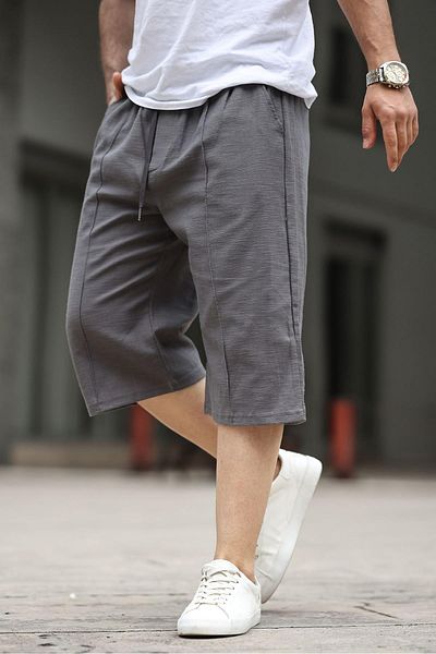 Madmext Geräucherte Capri-Shorts aus Leinen für Herren 6538