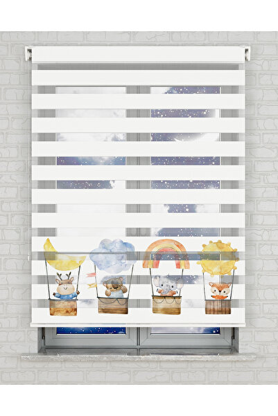 Bright Cover Gökkuşağı ve Güneş Baskılı Zebra Perde - Gece Gündüz - Bebek Oda...