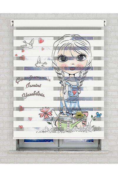 AD Home Κουρτίνα Ζέβρα με σχέδιο Bahçıvan Kız Vector - Ημέρα και Νύχτα - Κουρ...