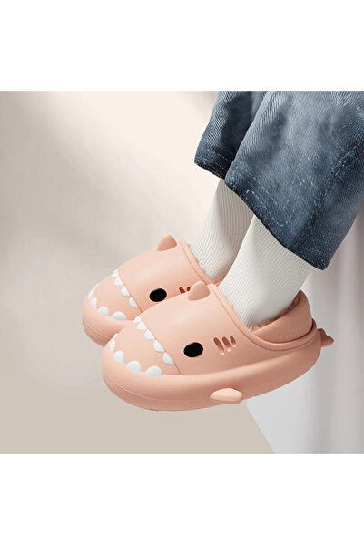 ega collection Shark Panduf Çocuk Kışlık Peluş Dolgulu Terlik