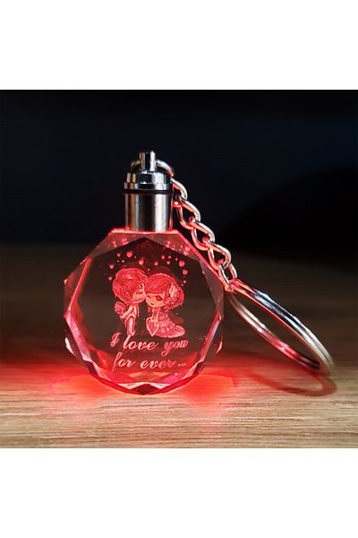 SARFEX Led Lighted Crystal Keychain Love You Color Changing Stylish Design Gift