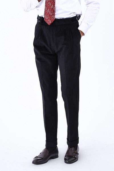Kadir Büyükkaya Men's Double Pleated Trousers - Functional Waist Belt - Kav2250W