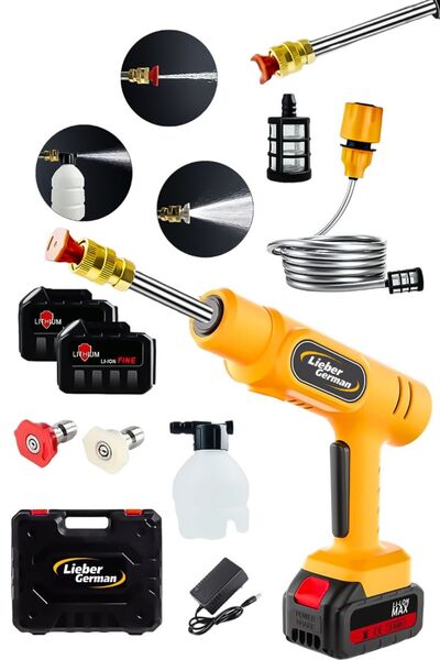 Lieber German Teknoloji 21 V 3.0 Ah Köpüklü 2x Akülü Basınçlı Oto Bahçe Araba...