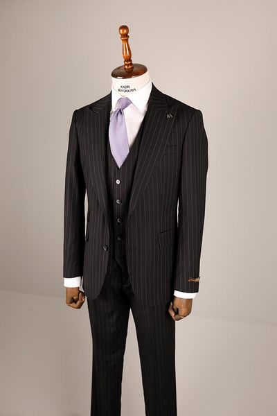 Kadir Büyükkaya Men's Modern Suit with Vest - Kav1021S