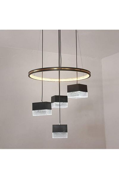 A F N LIGHTING Modern Black Circular Pendant Light, 3-Color Dimmable LED 100CM Suspension Wire