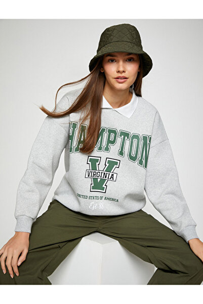 Koton Κολλεγιακό φούτερ Polo με λαιμόκοψη και μακρυμάνικο