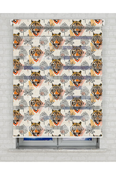 Bright Cover Κουρτίνα Ζέβρα με Εκτύπωση Vector Tiger - Ημέρα και Νύχτα - Κουρ...