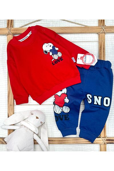 Murat Baby Baby Boy Snoopy Love Cotton Bottom Top Set