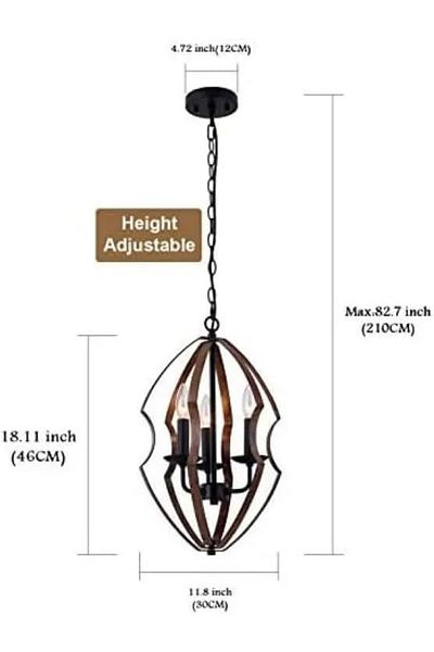 A F N LIGHTING A F N LIGHTINGS Rustic Farmhouse Pendant Light, 3-Light Wood Texture Chandelier