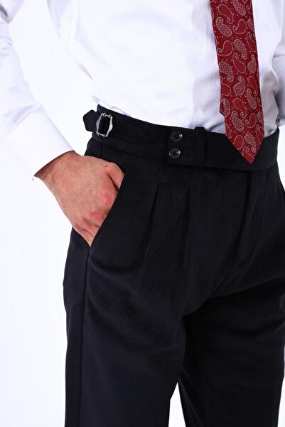 Kadir Büyükkaya Men's Double Pleated Trousers - Functional Waist Belt - Kav2250W