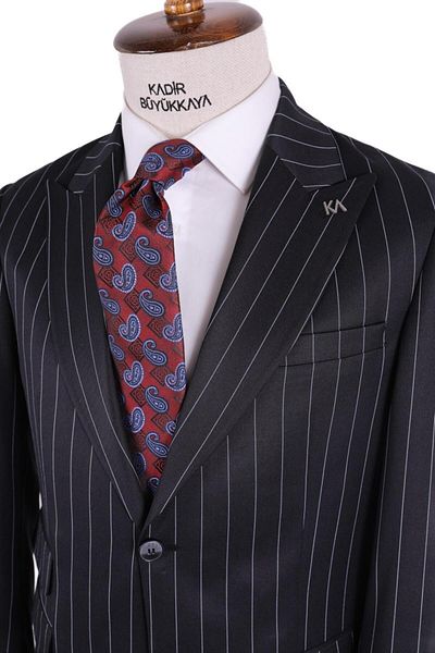 Kadir Büyükkaya Men's Pleated Suit - Swallow Collar, Kav1404S