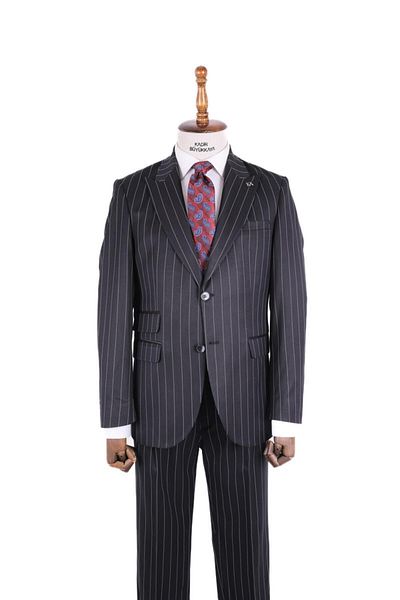 Kadir Büyükkaya Men's Pleated Suit - Swallow Collar, Kav1404S