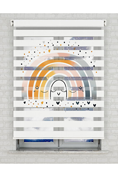 AD Home Πολύχρωμη κουρτίνα ζέβρα με στάμπα ακουαρέλας Rainbow - Ημέρα και Νύχ...