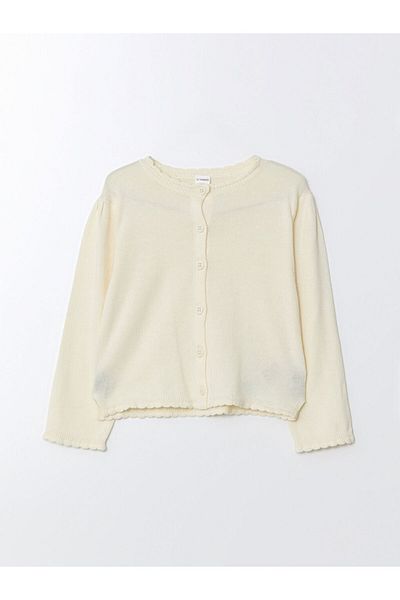 LC Waikiki Lcw Kids Crew Neck Ruffled Girl's Cardigan