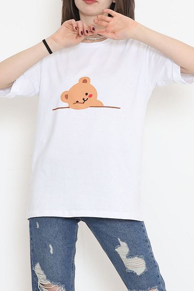 AKSU Tricou cu imprimeu alb cu mânecă dubla - 16533.1567.