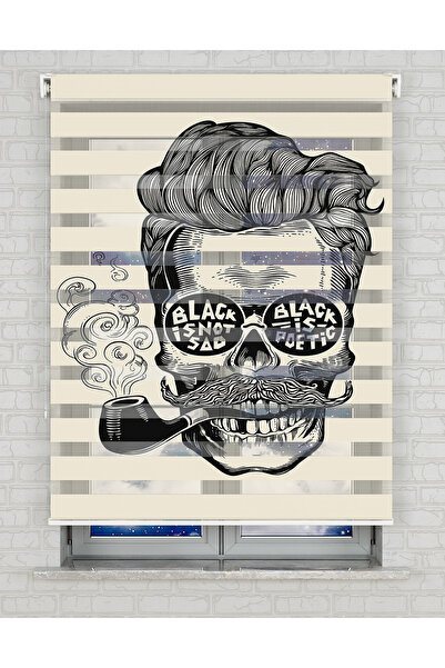 Bright Cover Pipo İçen Adam Baskılı Zebra Perde - Gece Gündüz Kullanıma Uygun...