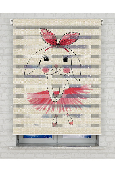 Bright Cover Κουρτίνα ζέβρα με στάμπα μπαλαρίνας και κουνελιού - Ημέρα και Νύ...