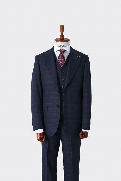Kadir Büyükkaya Men's Suit - Modern Fit, Slim Fit Stylish and Comfortable with Vest - Kaw1007S