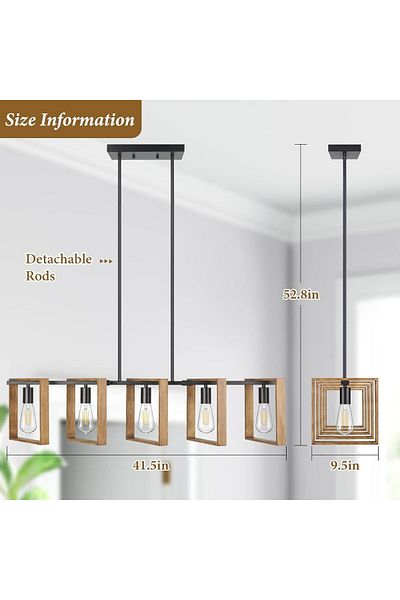 A F N LIGHTING A F N LIGHTINGS 5-Light Farmhouse Kitchen Island Light, Black Modern Pendant Light Fixture