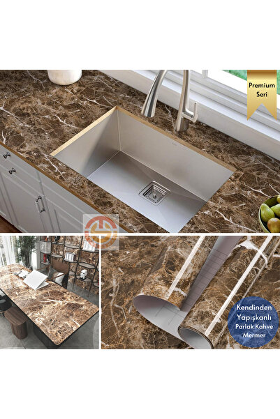 TechnoSmart 60x100cm Mermer Desen Kendinden Yapışkanlı Duvar Kağıdı Kaplama Mutfak Tezgeh Masa Folyo