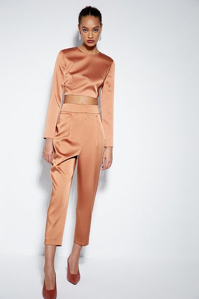 rue Crop Copper Satin Blouse