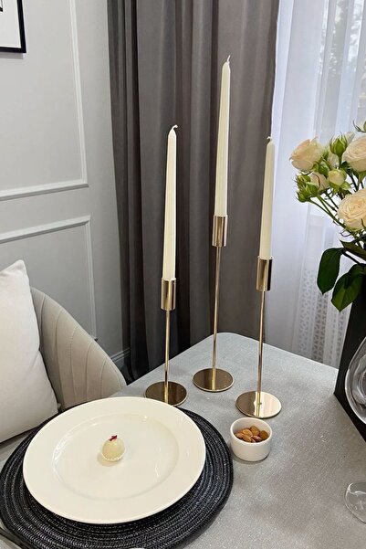 Kleos Atelier Şamdan Mumları - Zarif ve Sade Şıklık / 3 Parça Set
