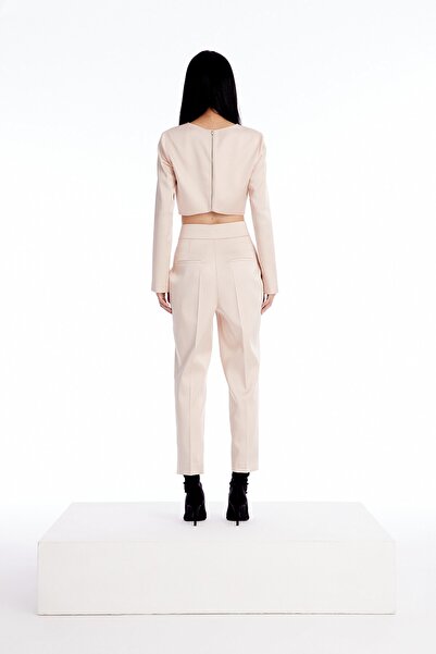 rue Crop Powder Satin Blouse