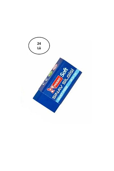 Mikro 2B-24Ss Soft Dust-Free Blue Exam Eraser Pack of 24