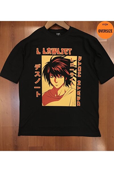 Kalic Studio Death Note L Lawliet Baskılı Oversize Siyah
