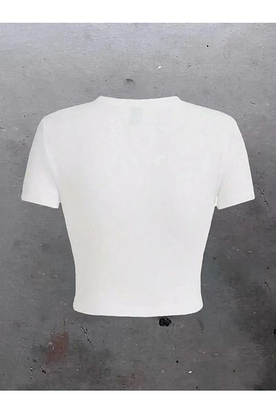 Gofeel Harajuku Streetwear Φιλί με στάμπα λευκό Crop