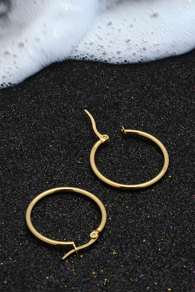 MOODAFESTİVALİ Kadın Çelik Halka Küpe Gold